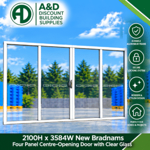 Bradnams 4 Panel Centre Opening Sliding Door – 2100H × 3584W – Clear Glass