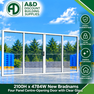 Bradnams 4 Panel Centre Opening Sliding Door – 2100H × 4784W – Clear Glass