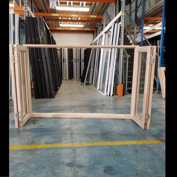 Bifold Window - 1200h x 1800w Solid Mindi Hardwood 4 Panel w/ Clear Glass *NEW* 44750 - Image 3