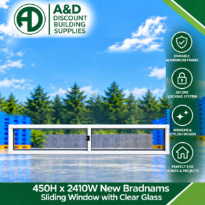 Sliding Window - 450h x 2410w Brand New w/ Clear Glass - Various Colours