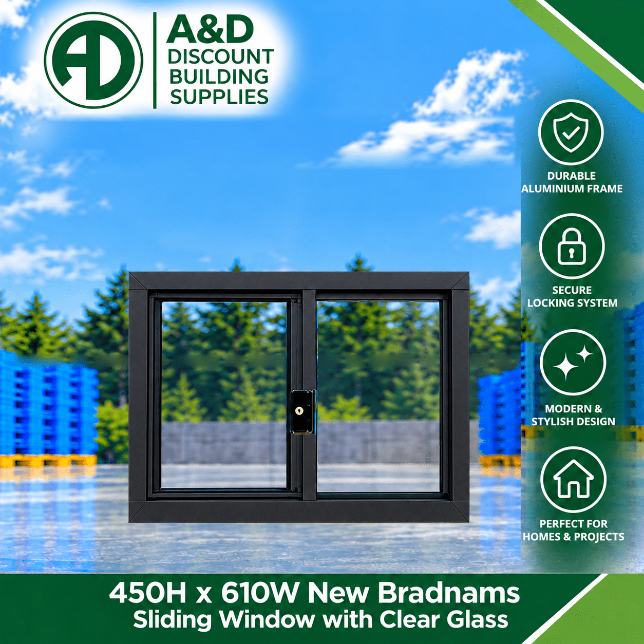 Sliding Window - 450h x 610w Brand New w/ Clear Glass - Various Colours 2 Sliding Window - 450h x 610w Brand New w/ Clear Glass - Various Colours - Image 2