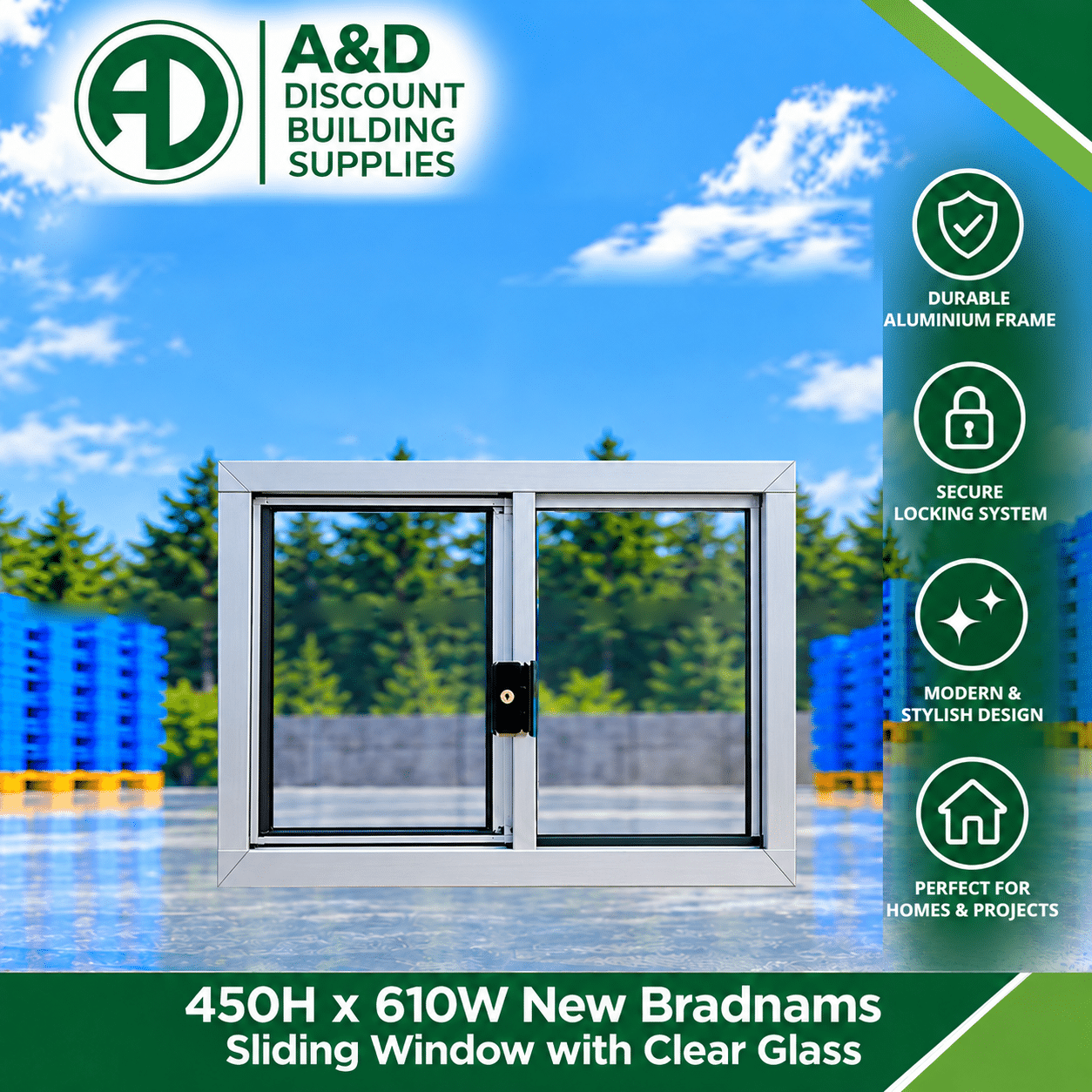 Sliding Window - 450h x 610w Brand New w/ Clear Glass - Various Colours 3 Sliding Window - 450h x 610w Brand New w/ Clear Glass - Various Colours - Image 3
