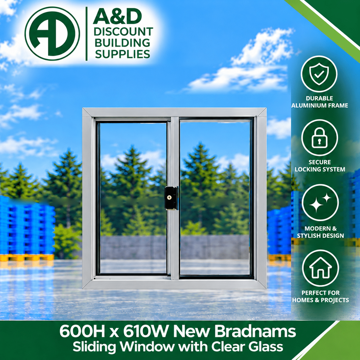 Sliding Window - 600h x 610w Brand New w/ Clear Glass - Various Colours 3 Sliding Window - 600h x 610w Brand New w/ Clear Glass - Various Colours - Image 3