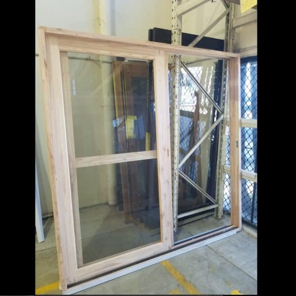 Sliding Door - 2100h x 2100w Solid Mindi Hardwood w/ Clear Glass *New* 45285 - Image 2