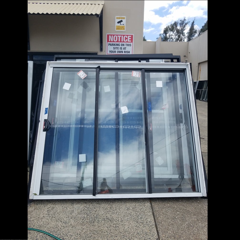 Sliding Door 2135h x 2400w White w/ Clear Glass *Factory 2nd* 45410