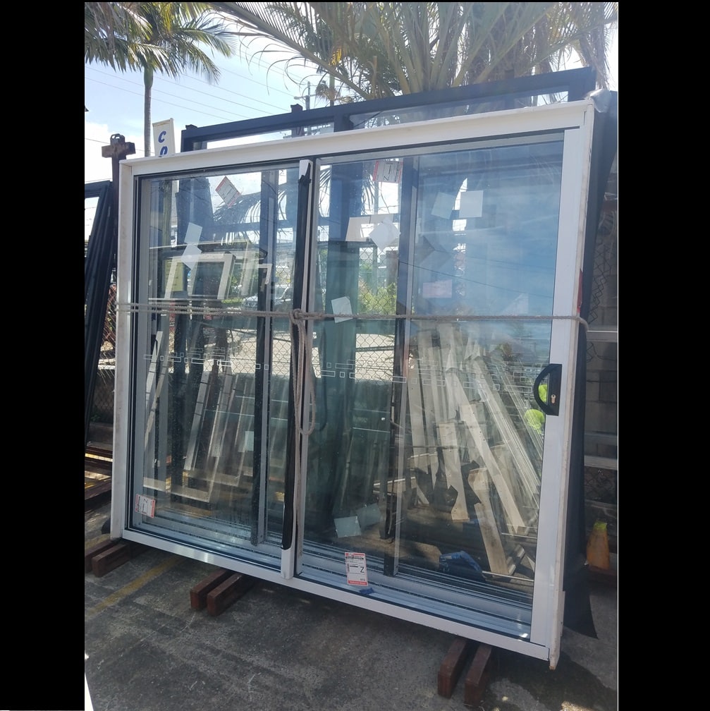 Sliding Door 2100h x 2350w White w/ Clear Glass *Factory 2nd* 45413