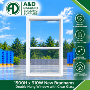 Double Hung Window - 1500h x 910w Brand New w/ Clear Glass - Various Colours
