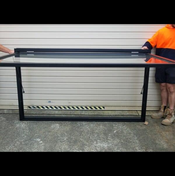 Gas Strut Awning Window - 1200h x 2110w Black w/ Clear Glass *NEW* 45987 - Image 2