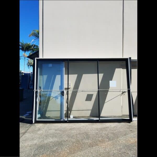 Factory 2nd Sliding Door 2400H x 3580W Black Clear Glass