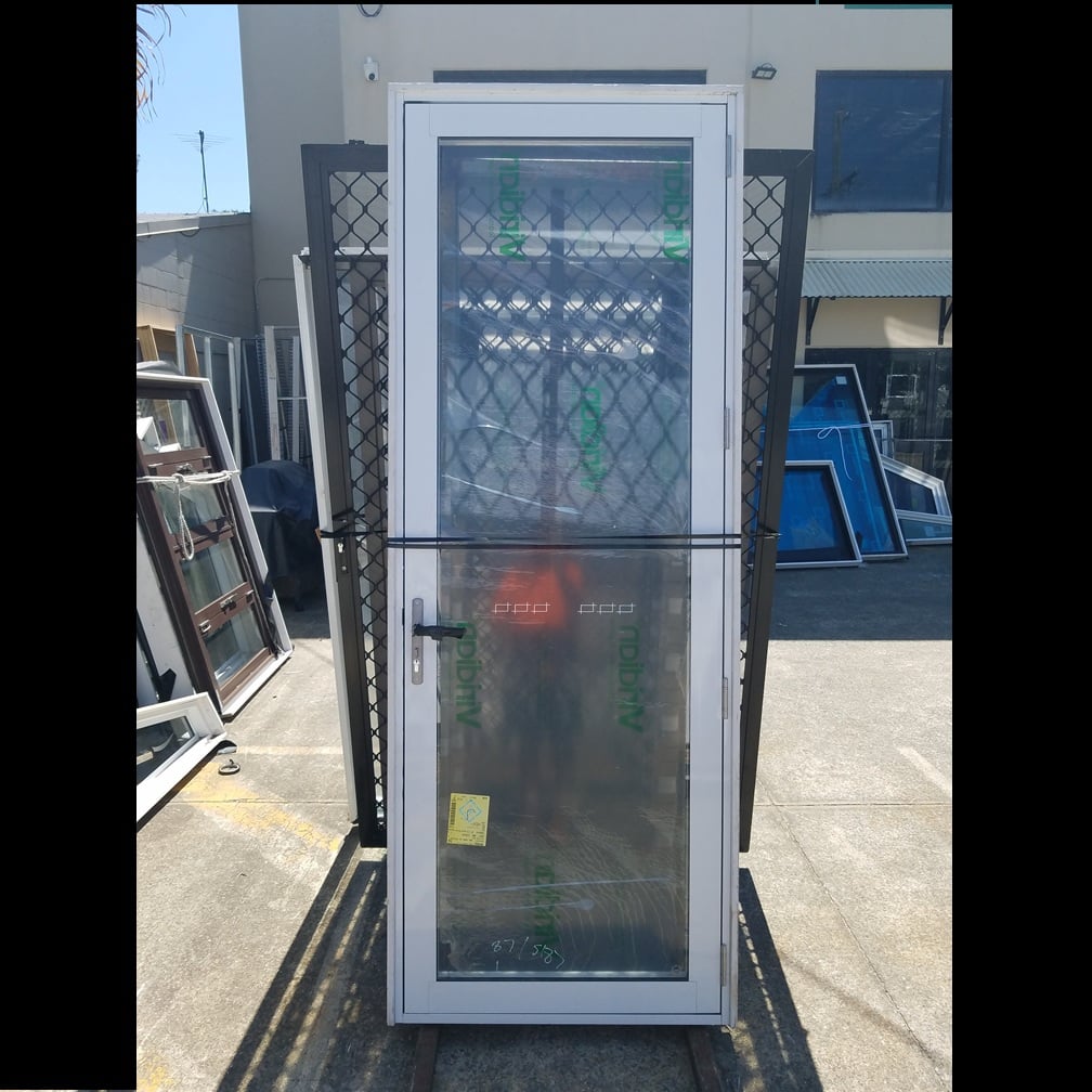 Hinged Door - 2400h x 870w White w/ Clear Glass *Factory 2nd* 46084 1 Hinged Door