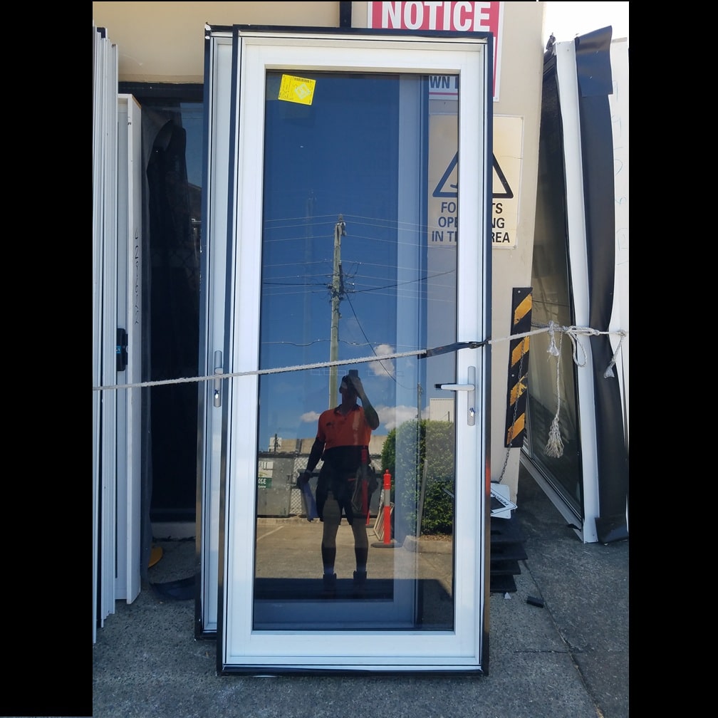 Hinged Door - 2360h x 972w White w/ Grey Tinted Glass *Factory 2nd* 46085 1 Hinged Door