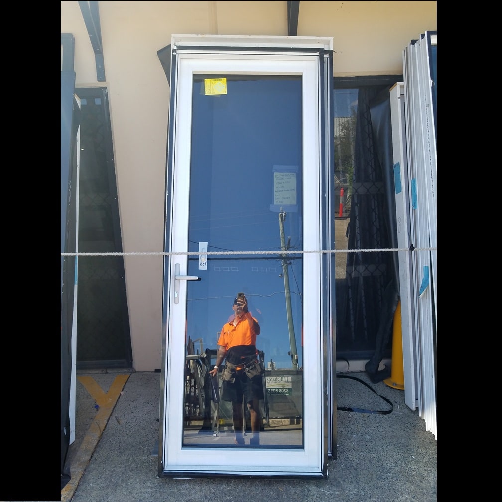 Hinged Door - 2360h x 878w White w/ Grey Tinted Glass *Factory 2nd* 46089 1 Hinged Door