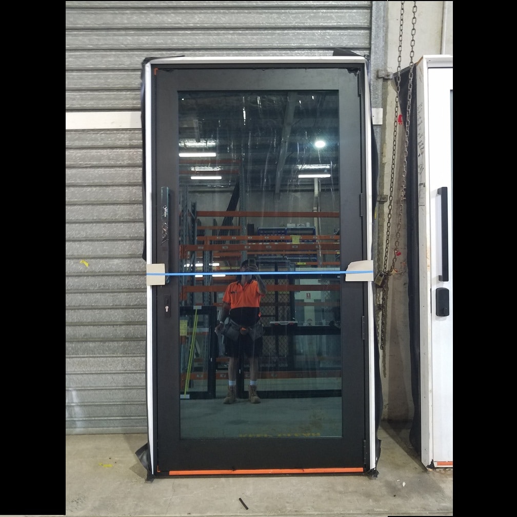Hinged Door - 2407h x 1258w Black w/ Grey Sunergy Glass *Factory 2nd* 46157 1 Hinged Door
