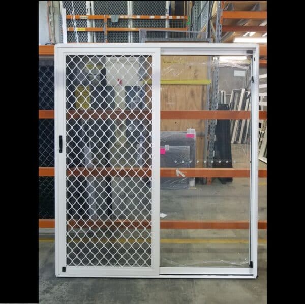 Sliding Door with Diamond Grill Screen - 2100h x 1810w Textura White w/ Clear Glass *NEW* 46158 - Image 2
