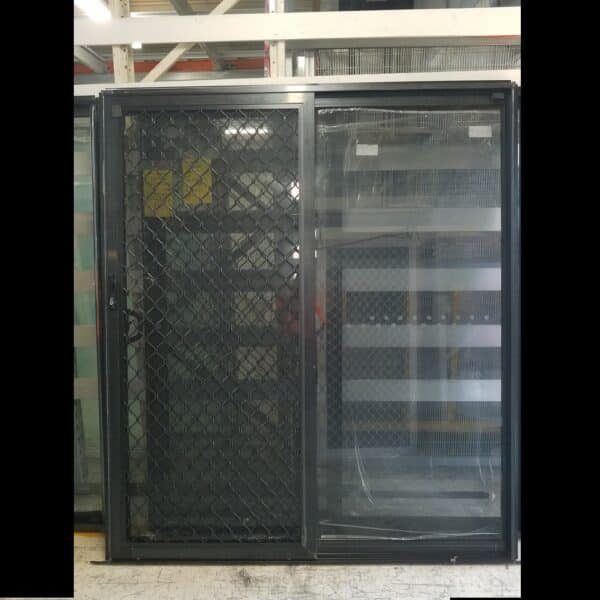 Sliding Door with Diamond Grill Screen - 2100h x 1810w Black w/ Grey Tinted Glass *NEW* 46168 - Image 2