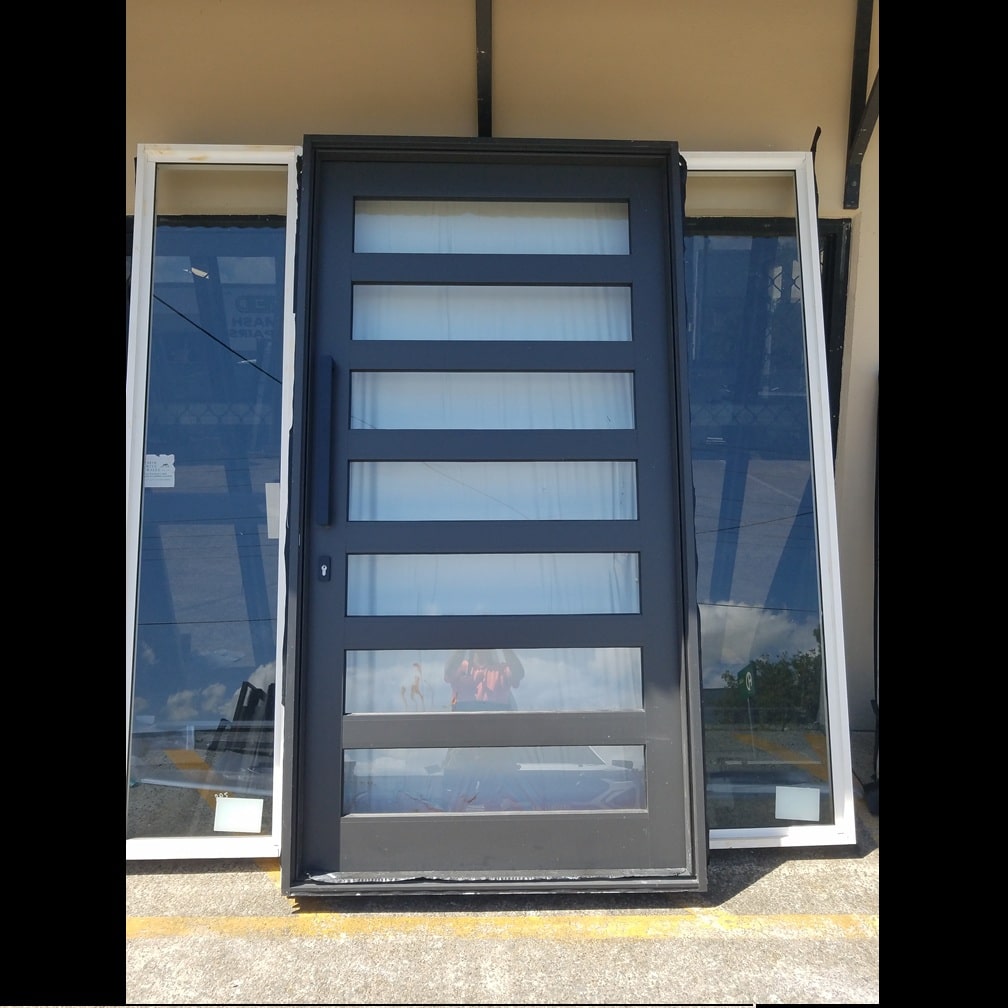 Hinged Door - 2407h x 1258w Textura Monument w/ Clear Glass *Factory 2nd* 46198 1 Hinged Door