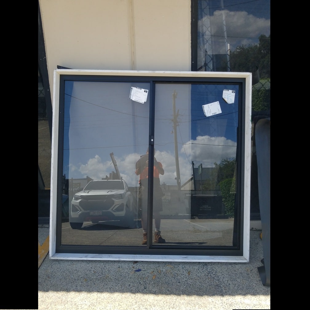 Sliding Window - 1500h x 1570w Black w/ Grey Tinted Glass *Factory 2nd* 46199 1 Sliding Window