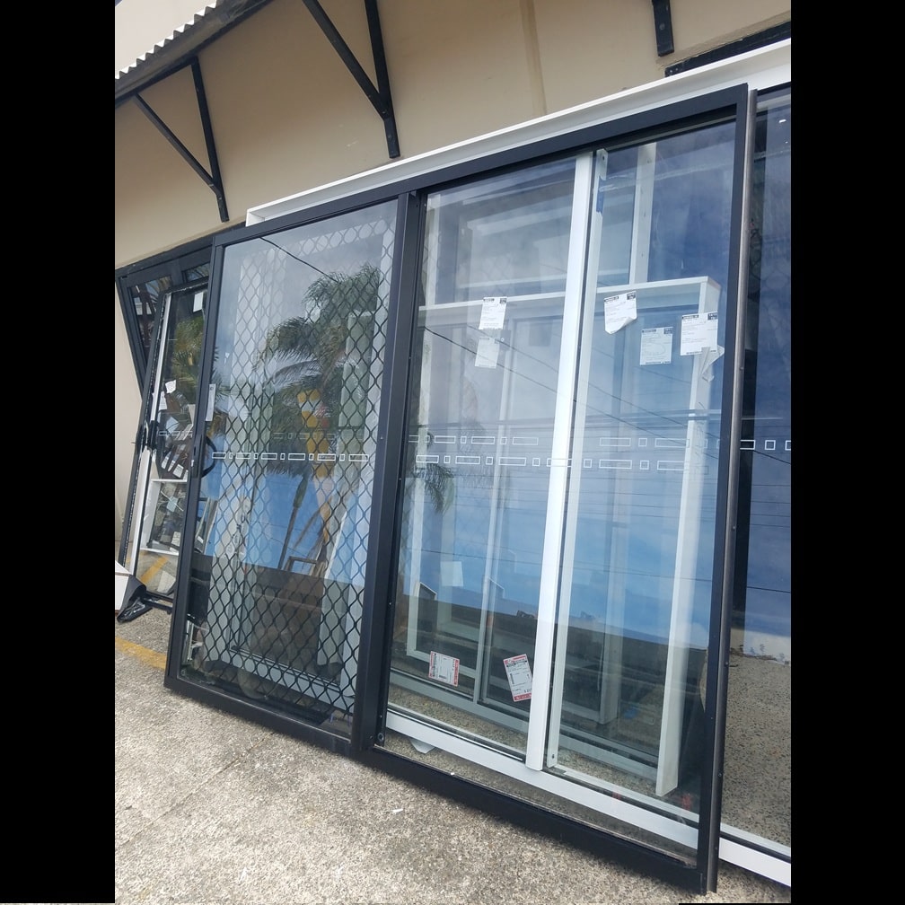 Sliding Door - 2100h x 2410w Black w/ Clear Glass *Factory 2nd* 46229 1 Sliding Door