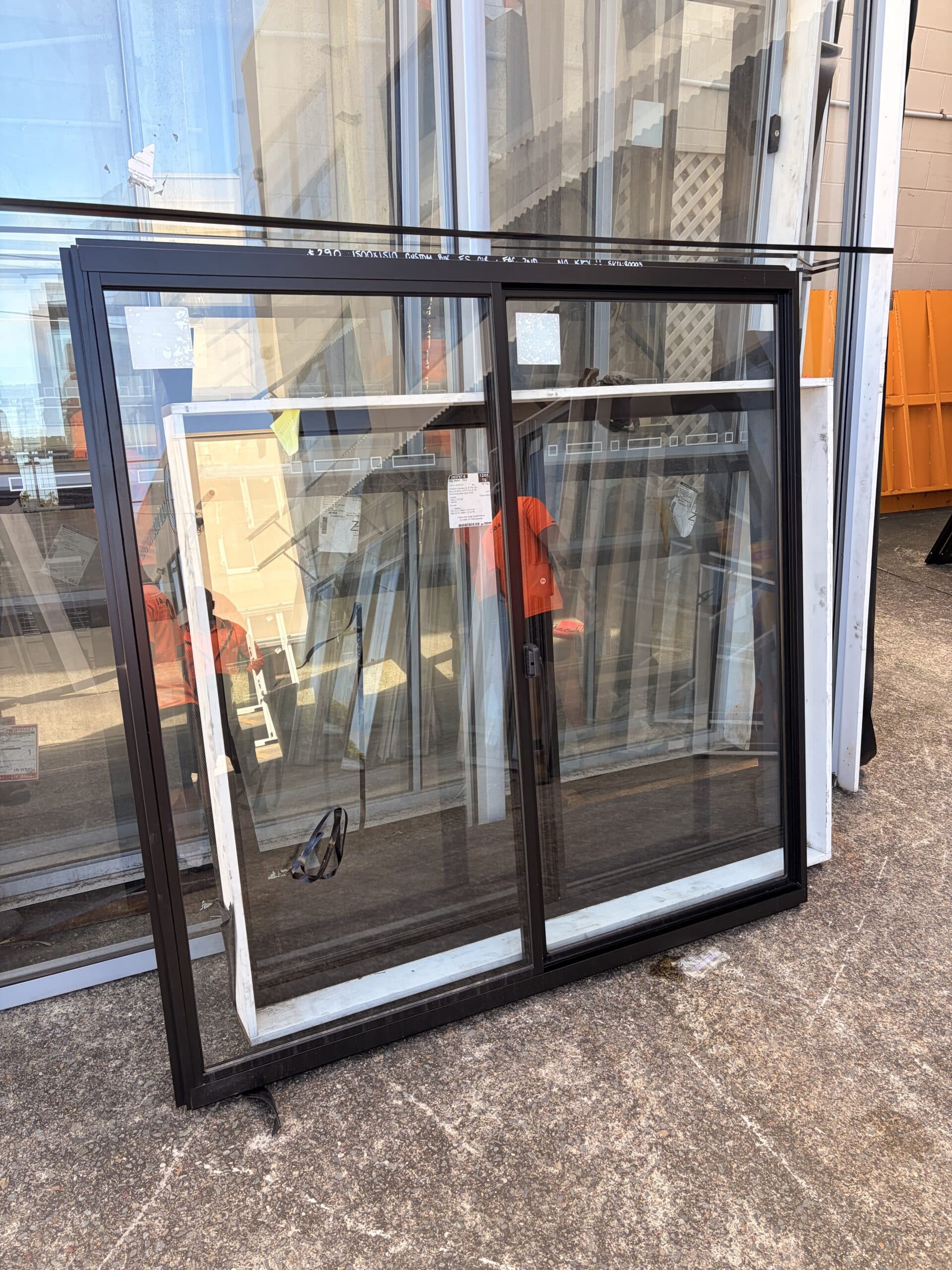 Sliding Window – 1500h x 1510w Black w/ Clear Glass *Factory 2nd* 80003