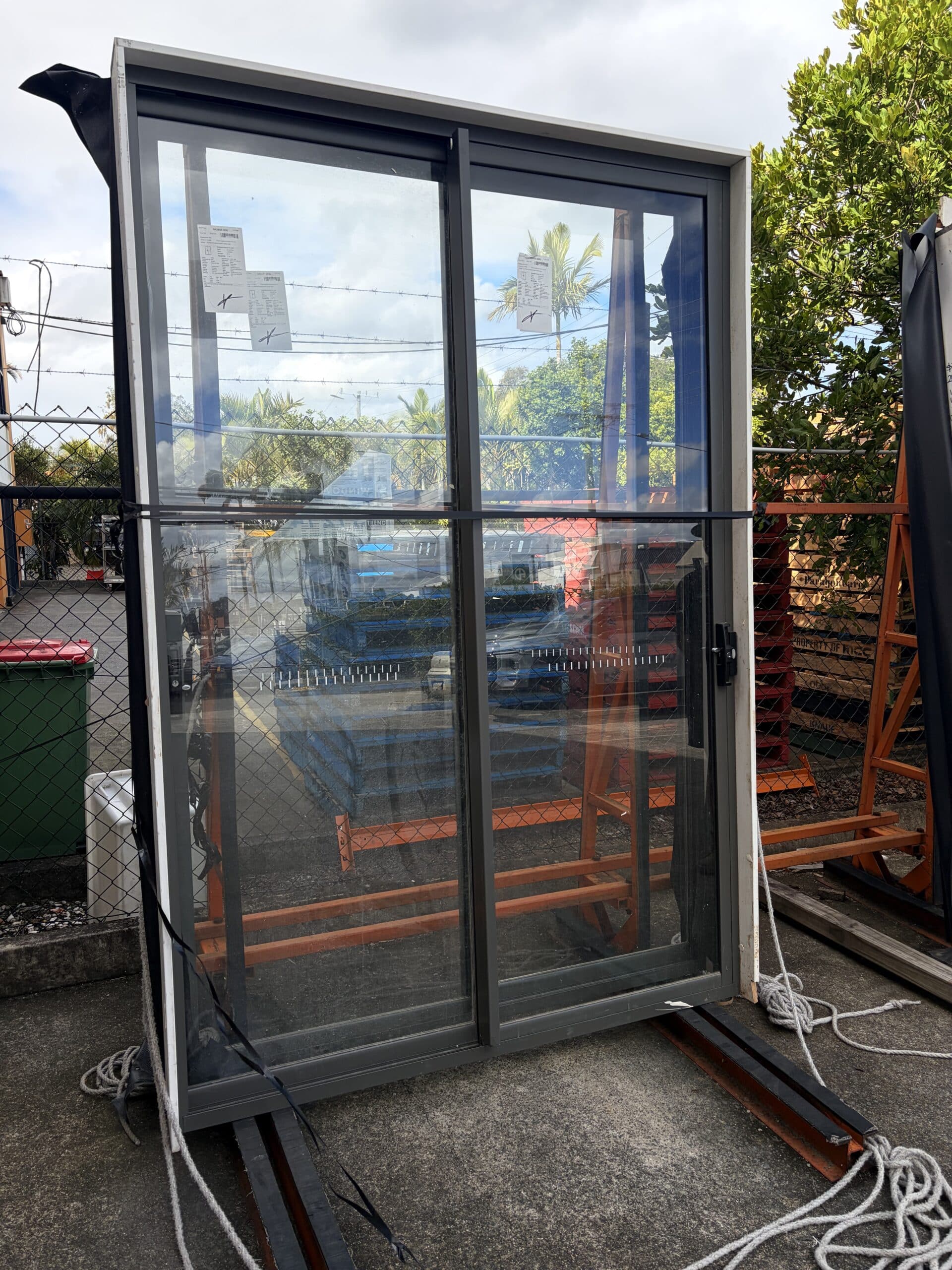Sliding Door – 2450h x 1655w Monument w/ Clear Glass *Factory 2nd* 80036