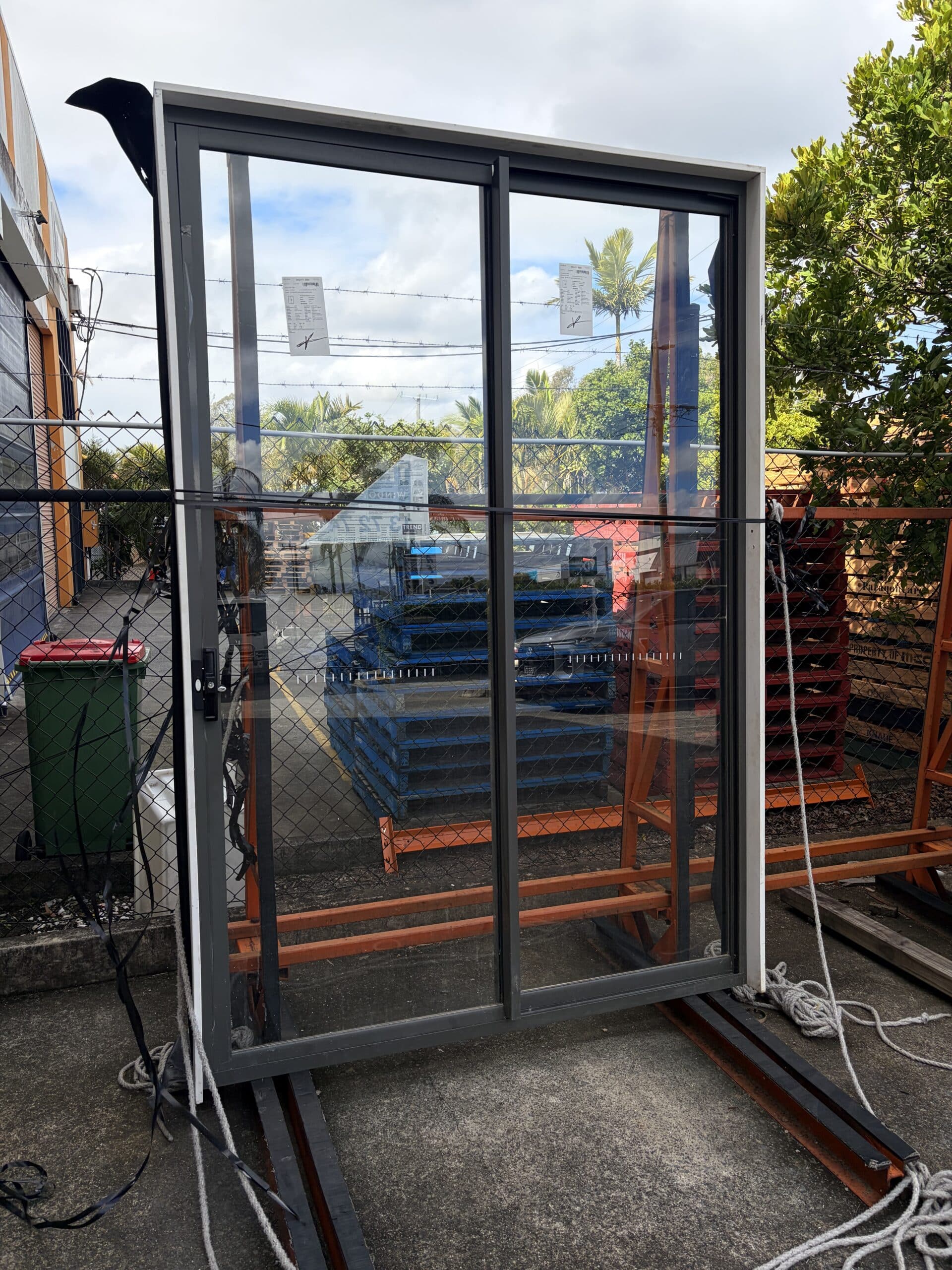 Sliding Door – 2450h x 1650w Monument w/ Clear Glass *Factory 2nd* 80045