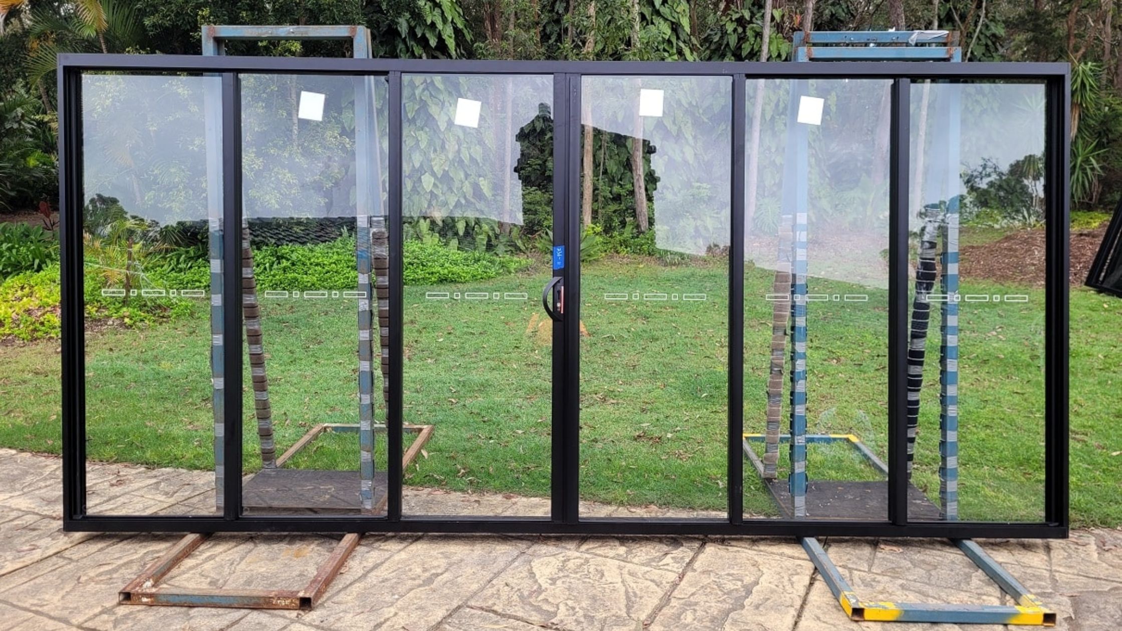 Sliding Aluminium Centre Opening Stacker Door 2100h x 4446w