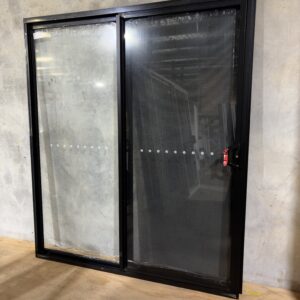 Sliding Door with Stainless View Screen - 2100h x 1810w Black SF w/ Clear Glass *NEW*