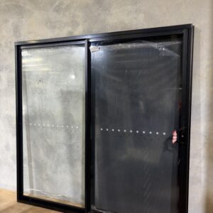 Sliding Door with Stainless View Screen - 2100h x 2110w Black SF w/ Clear Glass *NEW*